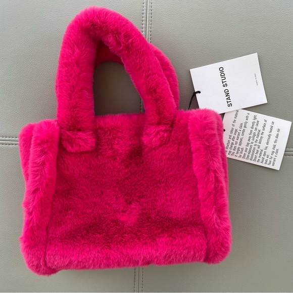 new with tagsstand studio liz bag velvety heavy faux fur fuchsia